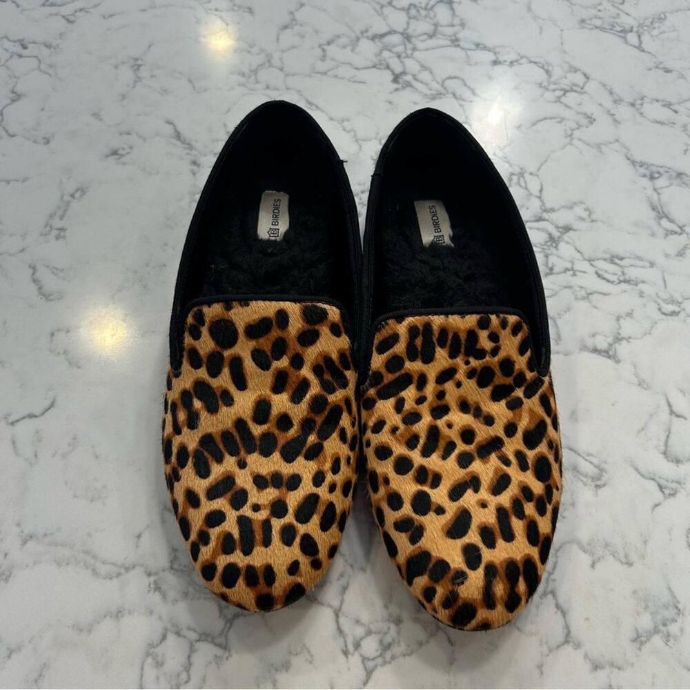 Birdies Starling Print Calf Hair Slip On Faux Fur Lined‎ Flats Size 7